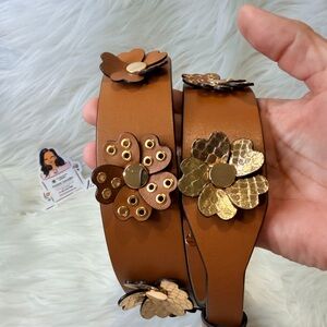Michael Kors Brown and Gold Floral Shoulder strap